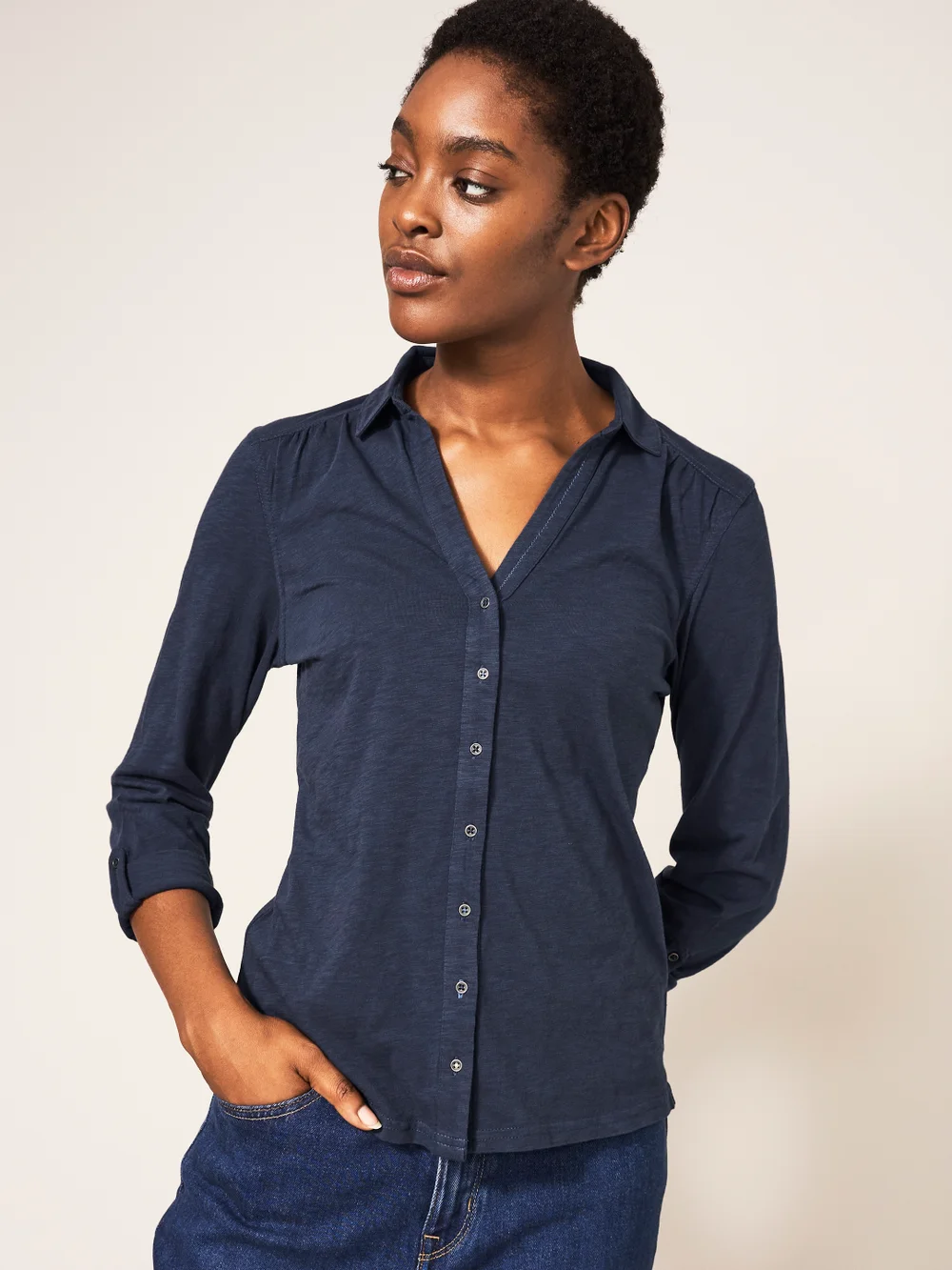 Annie Hemdbluse aus Jersey - Französisches Marineblau - 40 Bild 1