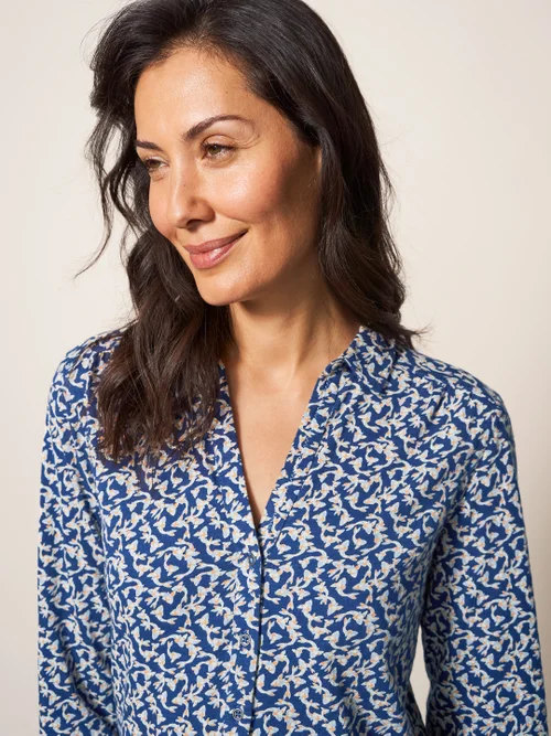 Annie Bedruckte Jerseybluse - Marineblauer Aufdruck - 38 Bild 2