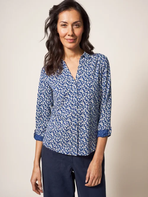 Annie Bedruckte Jerseybluse - Marineblauer Aufdruck - 38 Bild 1