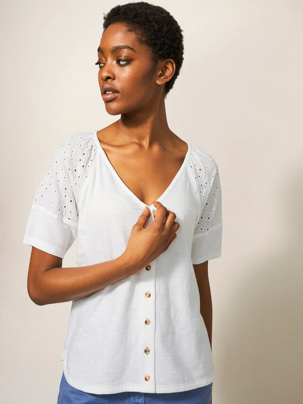 Stickbluse mit Wendefunktion - Brillantweiß - 38 Bild 1