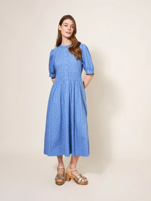 Celeste Baumwollkleid - Mittelblau - 38 Bild 3