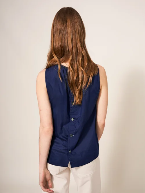 Esme Ärmellose Bluse aus Baumwoll-Seiden-Mischung - Marineblau Mehrfarbig - 38 Bild 4