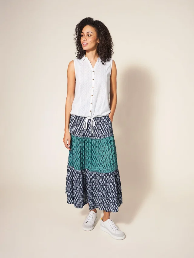 Ärmellose Jerseybluse mit Printmotiv