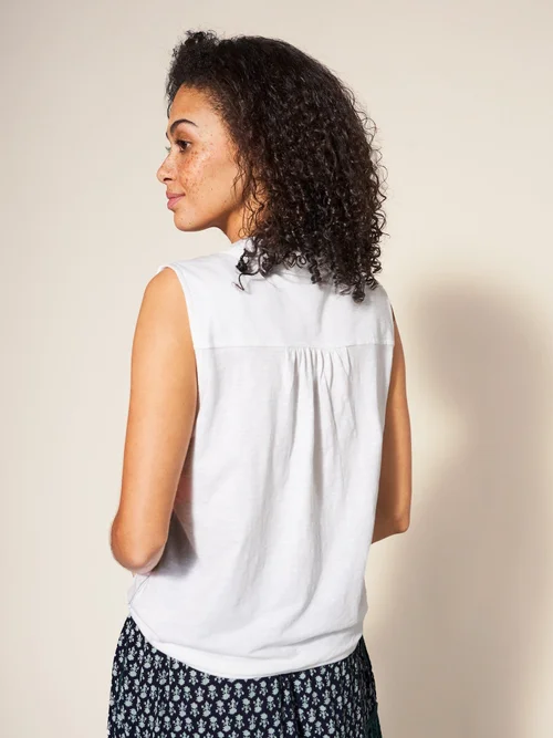 Ärmellose Jerseybluse mit Printmotiv - Bril White - 46/R Bild 4