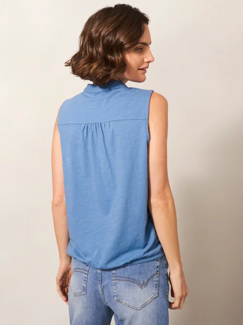 Ärmellose Jerseybluse mit Printmotiv - Mittelblau - 38 Bild 4