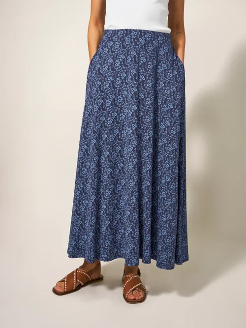 Jada EcoVero Maxirock - Marineblauer Aufdruck - 38 Bild 2