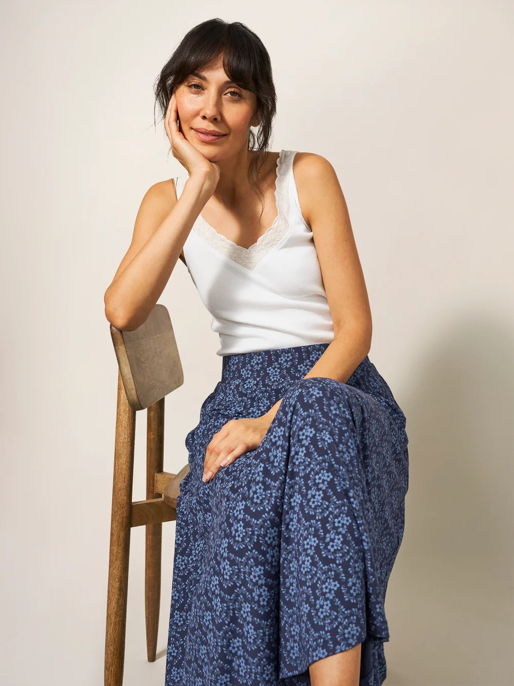 Jada EcoVero Maxirock - Marineblauer Aufdruck - 38 Bild 1