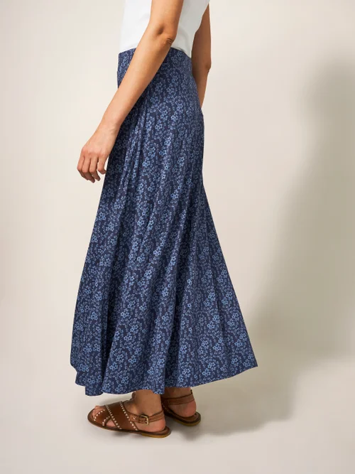 Jada EcoVero Maxirock - Marineblauer Aufdruck - 38 Bild 4