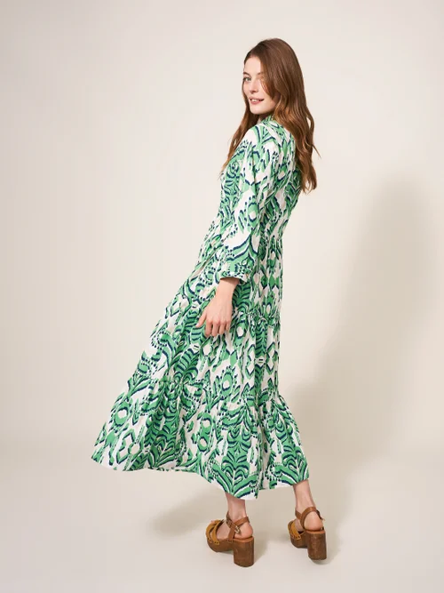 Mayra Blusenkleid mit Stufenrock - Grün Mehrfarbig - 36 Bild 4
