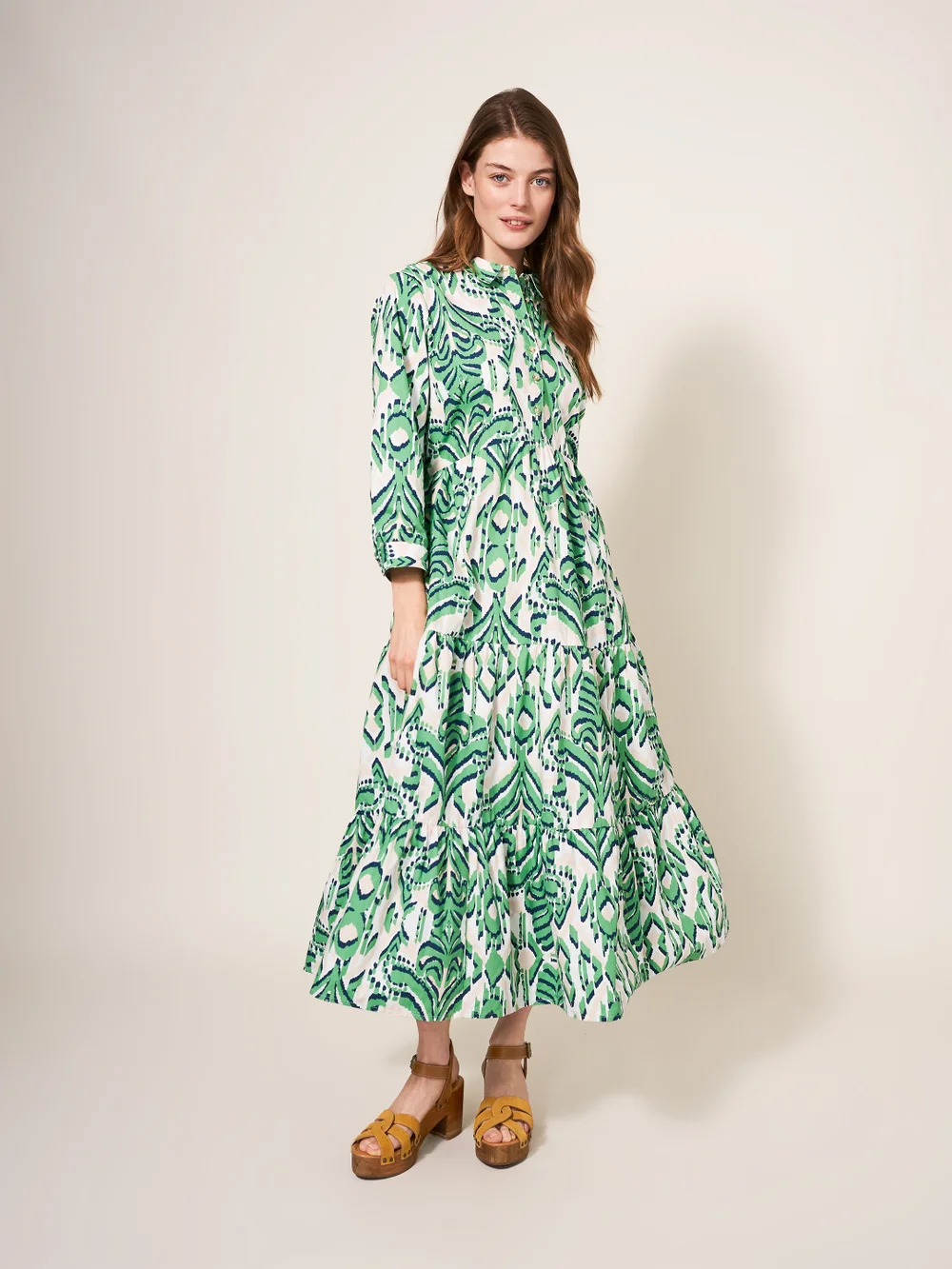 Mayra Blusenkleid mit Stufenrock - Grün Mehrfarbig - 36 Bild 1