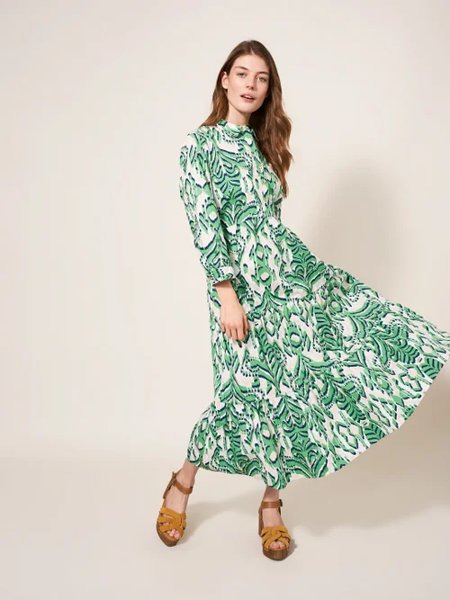 Mayra Blusenkleid mit Stufenrock - Grün Mehrfarbig - 38 Bild 3
