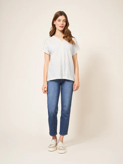 Nelly Ärmellose Bluse mit Stickerei - Naturweiß - 38 Bild 3