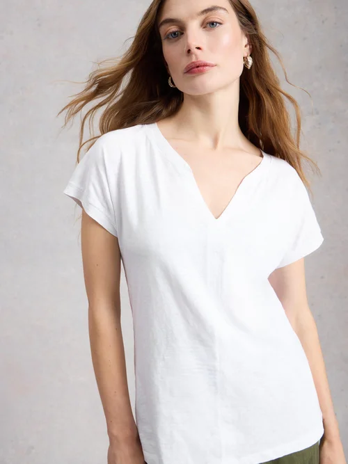 T-Shirt Nelly mit Keilausschnitt - Nat White - 38 Bild 3