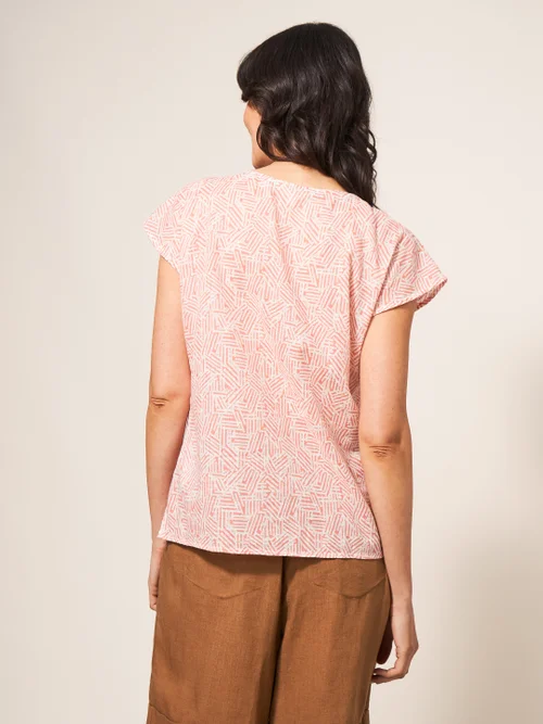 Rae Kurzärmelige Bluse aus Bio-Baumwolle - Rot Mehrfarbig - 38 Bild 4