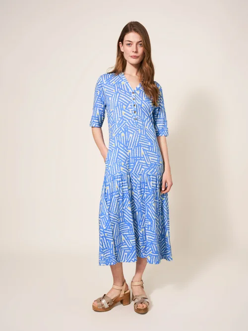 Sabina Jerseykleid - Blauer Aufdruck - 38 Bild 3