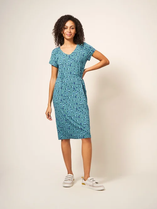 Tallie EcoVero Jerseykleid - Blaugrün Mehrfarbig - 38 Bild 3
