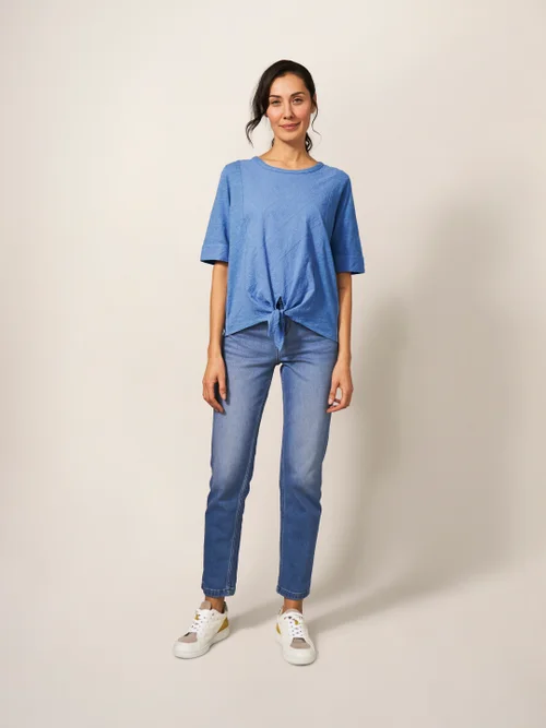 Top mit Bindesaum - Mittelblau - 38 Bild 3