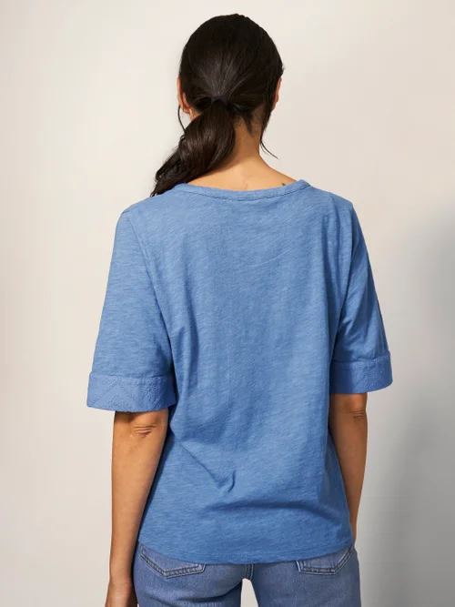 Top mit Bindesaum - Mittelblau - 38 Bild 4