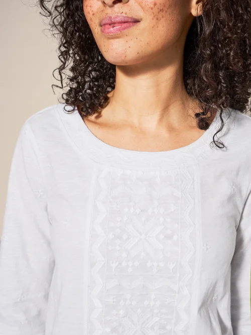 Weaver Jerseytop mit Stickerei - Brillantweiß - 44 Bild 2