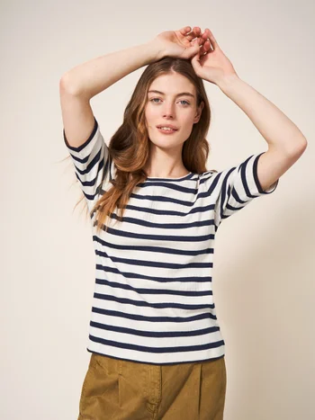 Streifentop mit Puffärmeln