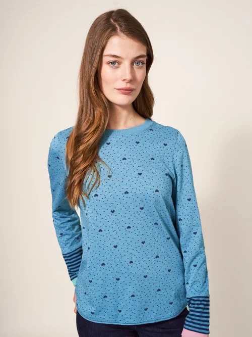 Cassie Langarmtop mit Print - Blaugrüner Aufdruck - 34 Bild 2