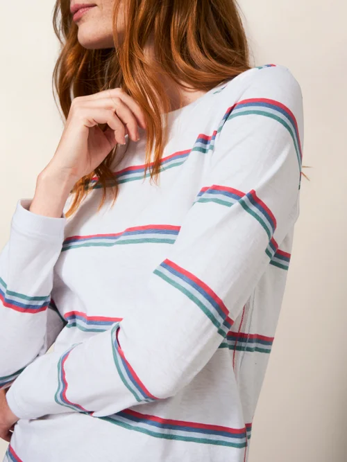 Cassie Langarmtop gestreift - Weiß Mehrfarbig - 34 Bild 2