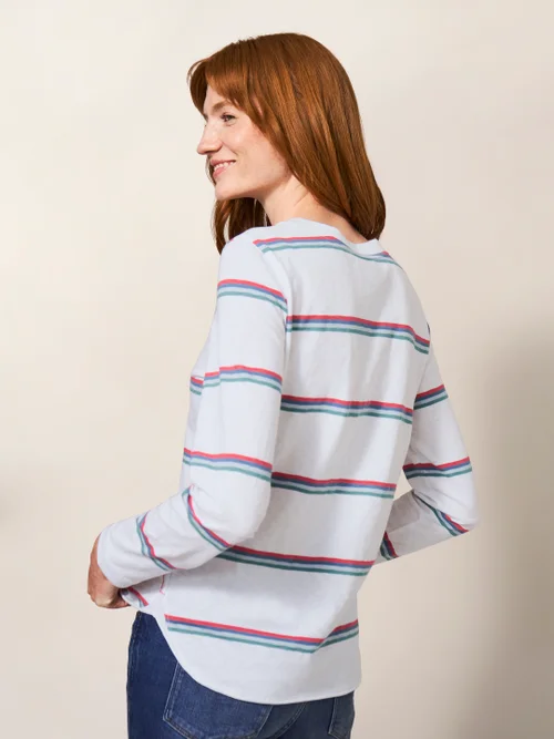 Cassie Langarmtop gestreift - Weiß Mehrfarbig - 34 Bild 4
