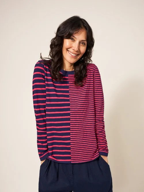 Cassie Langarmtop gestreift - Pink Mehrfarbig - 34 Bild 1