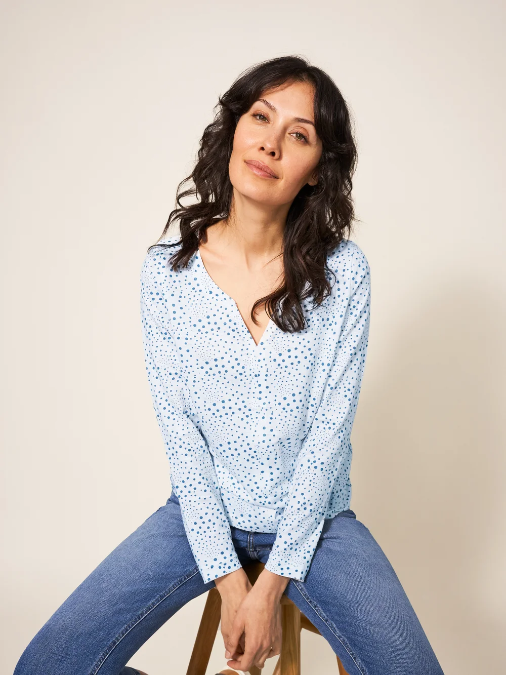 Nelly Langarm-T-Shirt - Weiß Mehrfarbig - 38 Bild 1