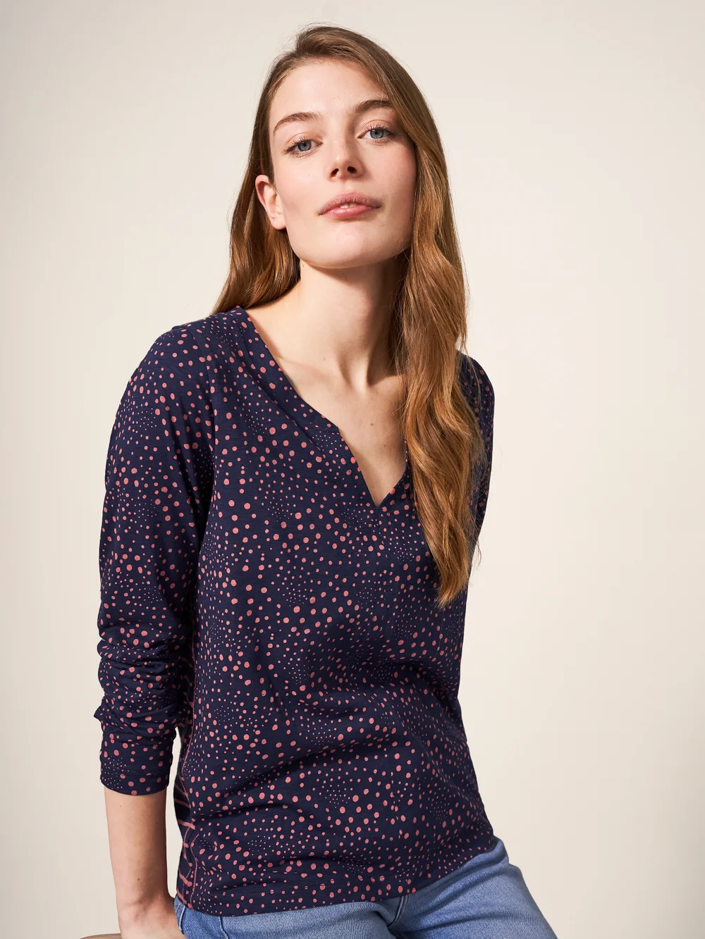 Nelly Langarm-T-Shirt - Marineblau Mehrfarbig - 34 Bild 1