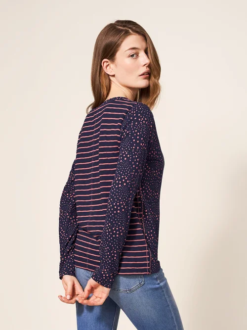 Nelly Langarm-T-Shirt - Marineblau Mehrfarbig - 34 Bild 4