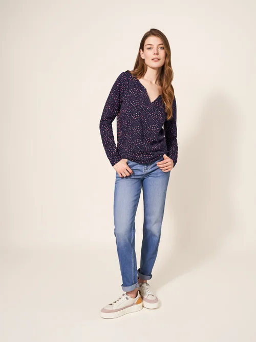 Nelly Langarm-T-Shirt - Marineblau Mehrfarbig - 34 Bild 3