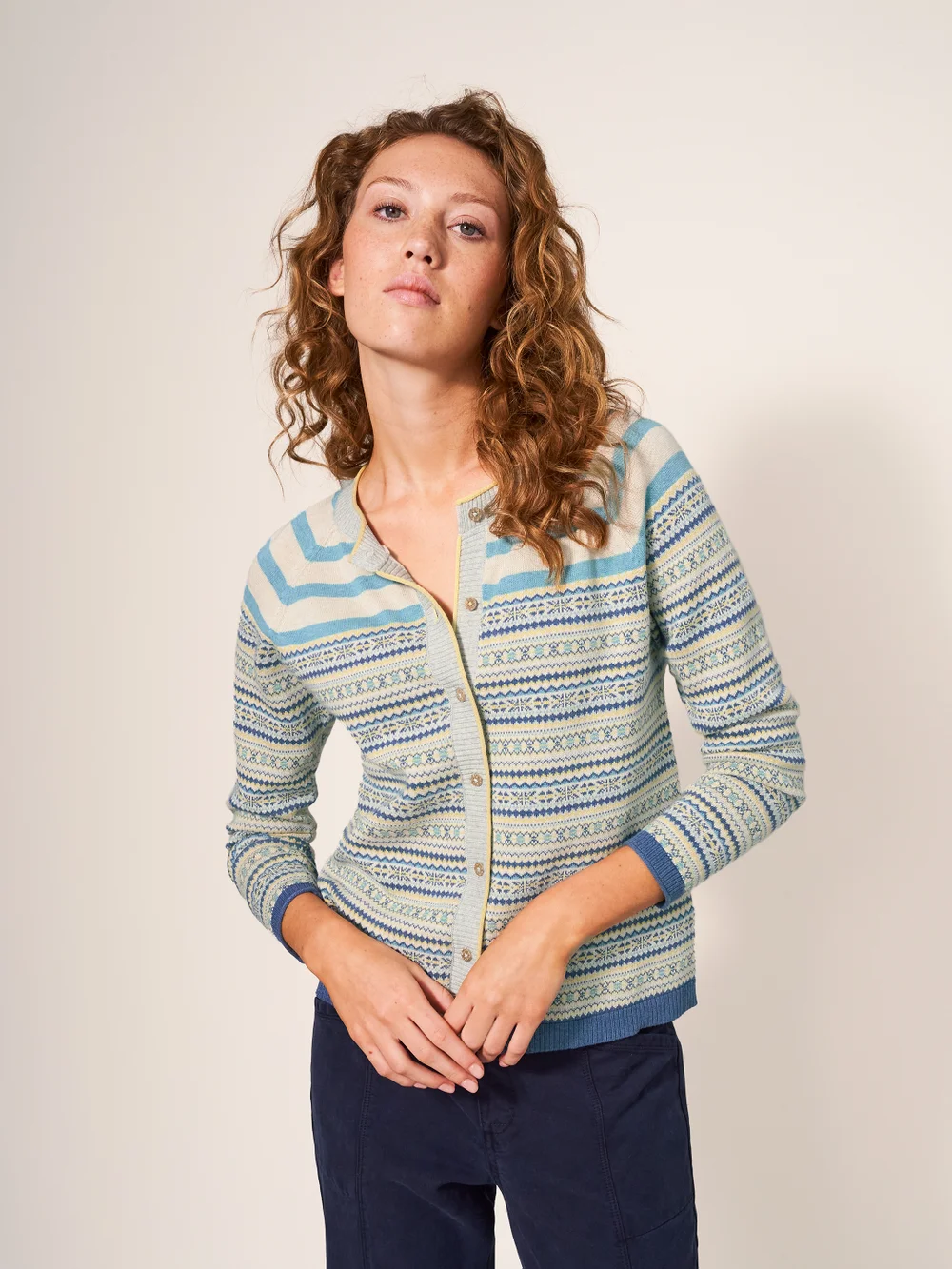 Lulu Strickjacke gestreift - Blaugrün Mehrfarbig - 34 Bild 1