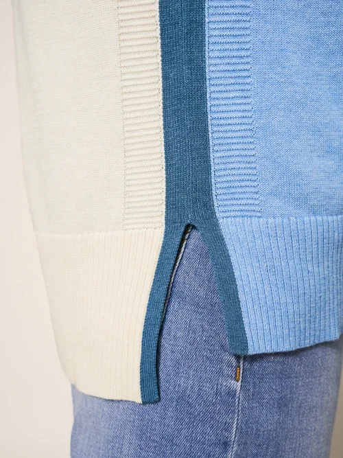 Olive Pullover mit abstraktem Muster - Blau Mehrfarbig - 34 Bild 3