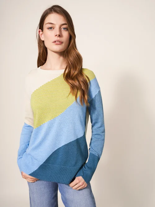 Olive Pullover mit abstraktem Muster - Blau Mehrfarbig - 34 Bild 2