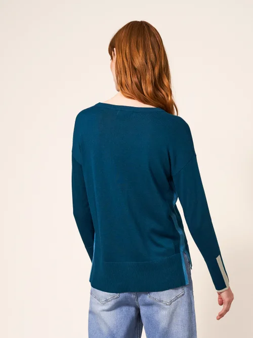 Olive Gestreifter Pullover - Dunkel-Blaugrün - 34 Bild 4