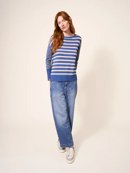 Olive Gestreifter Pullover - Blau Mehrfarbig - 34 Bild 3