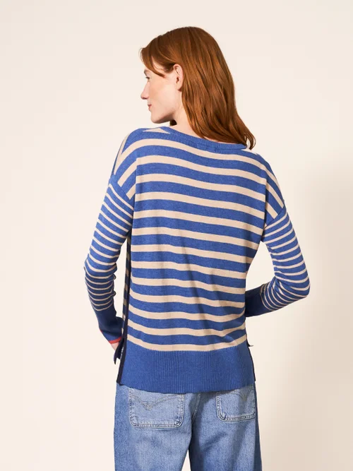 Olive Gestreifter Pullover - Blau Mehrfarbig - 34 Bild 4