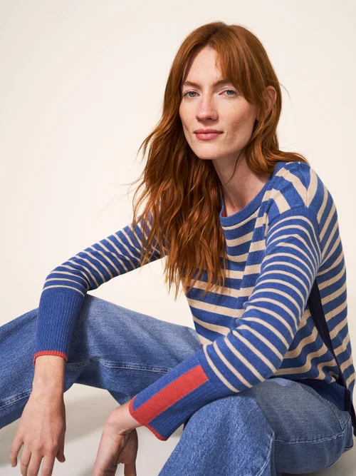 Olive Gestreifter Pullover - Blau Mehrfarbig - 34 Bild 1