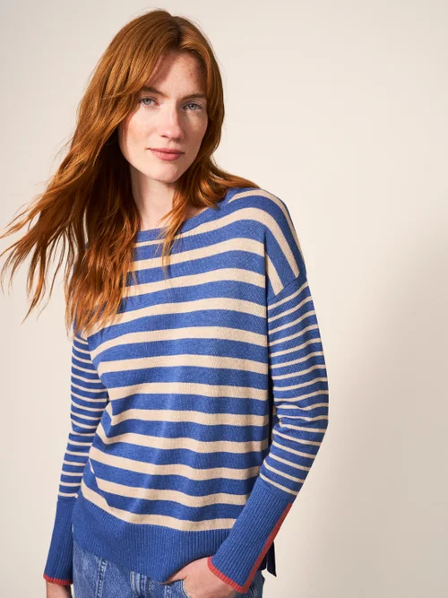 Olive Gestreifter Pullover - Blau Mehrfarbig - 34 Bild 2
