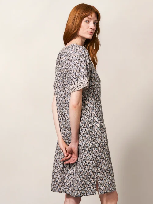 Cora Kleid aus Leinenmischung - Natur Mehrfarbig - 34 Bild 4