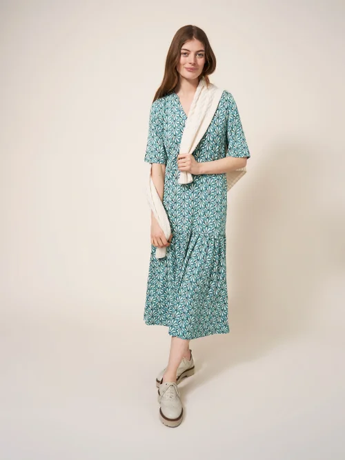 Sabina Jerseykleid - Blaugrüner Aufdruck - 34 Bild 2