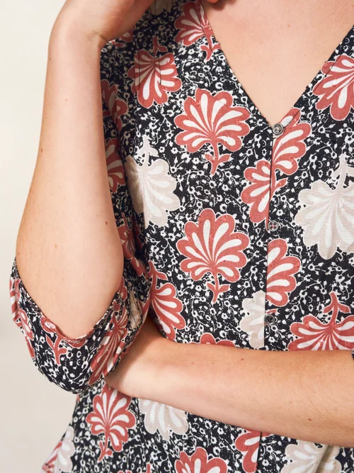 Rae Bluse aus Bio-Baumwolle - Pinkfarbener Aufdruck - 34 Bild 3