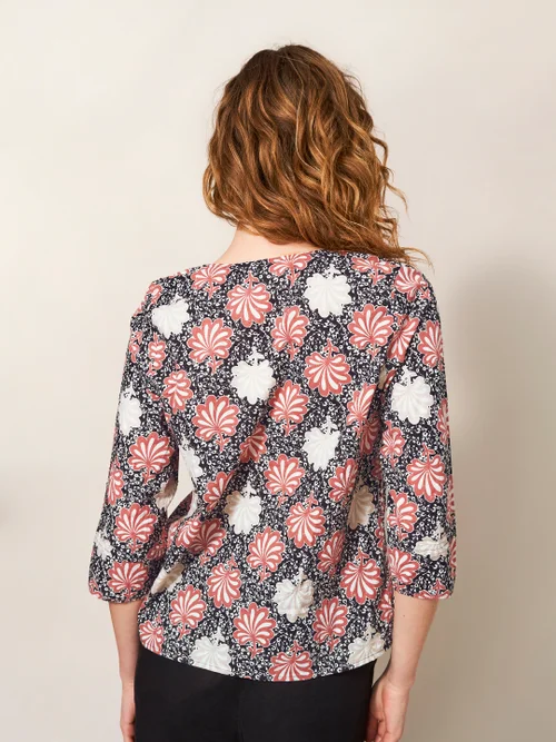 Rae Bluse aus Bio-Baumwolle - Pinkfarbener Aufdruck - 34 Bild 4