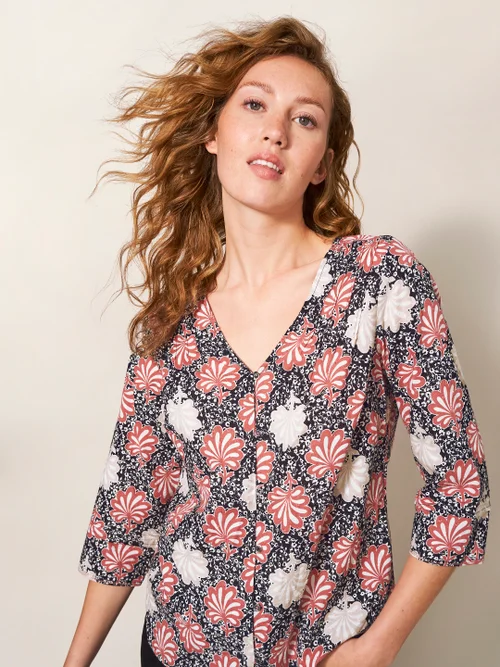 Rae Bluse aus Bio-Baumwolle - Pinkfarbener Aufdruck - 34 Bild 1