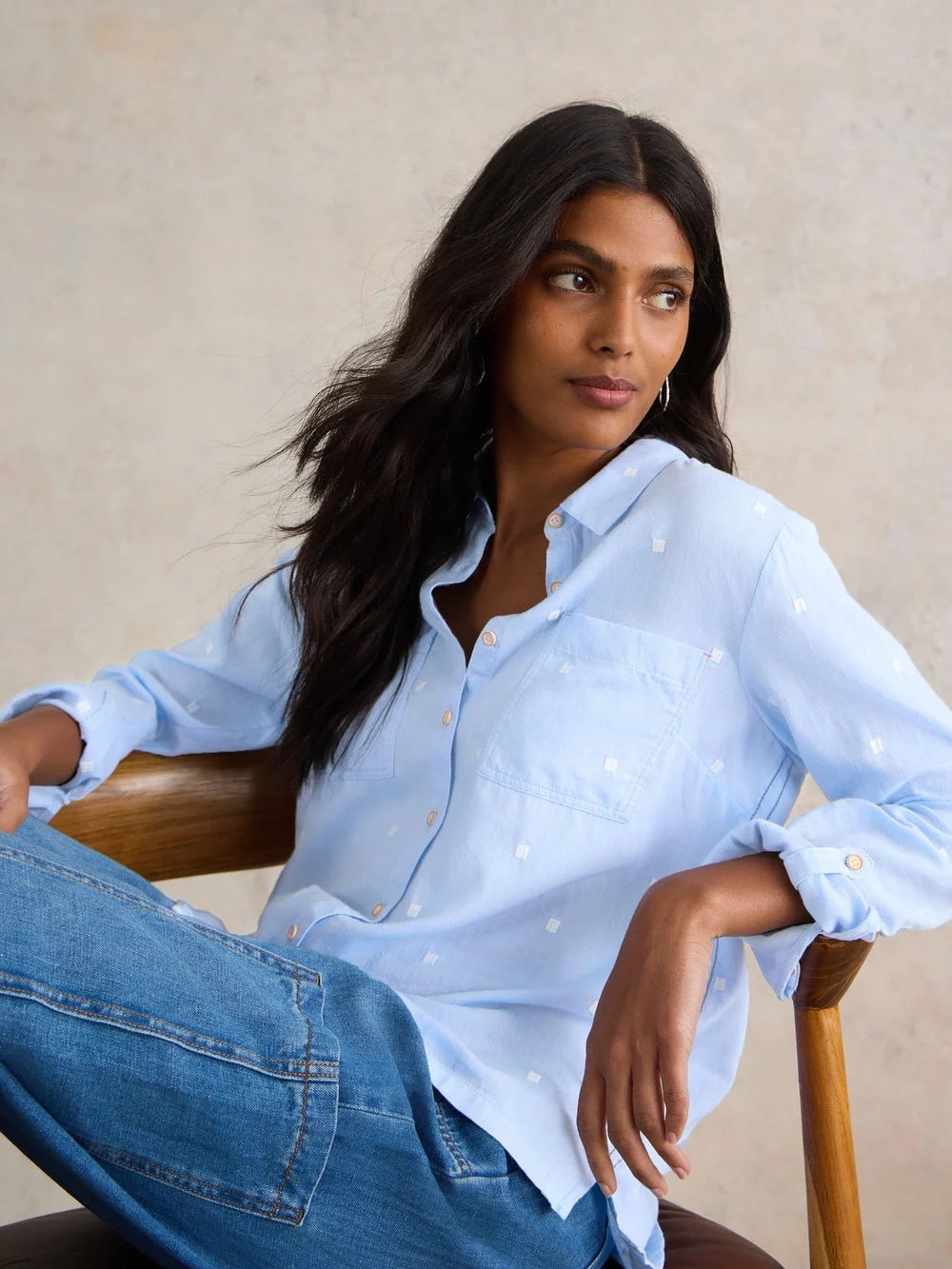 Bluse Sophie aus Bio-Baumwolle - Blue Mlt - 34 Bild 1
