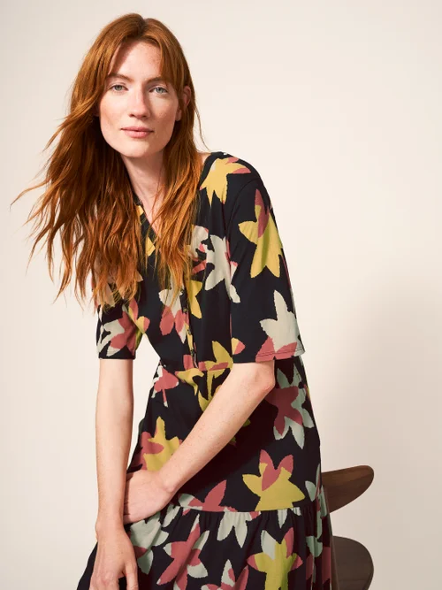 Sabina Jerseykleid - Schwarz Mehrfarbig - 34 Bild 1