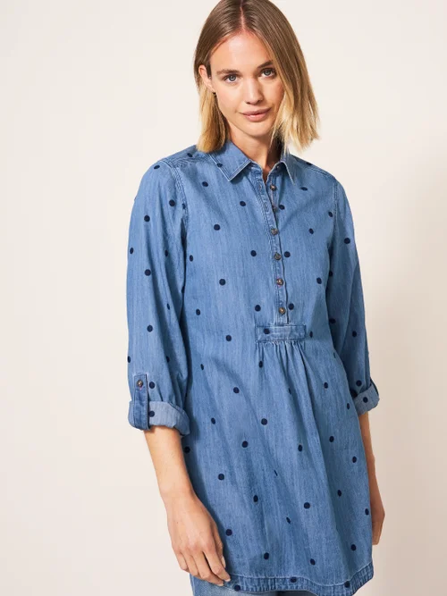 Eva Bestickte Jeanstunika - Mittel-Denim - 34 Bild 1