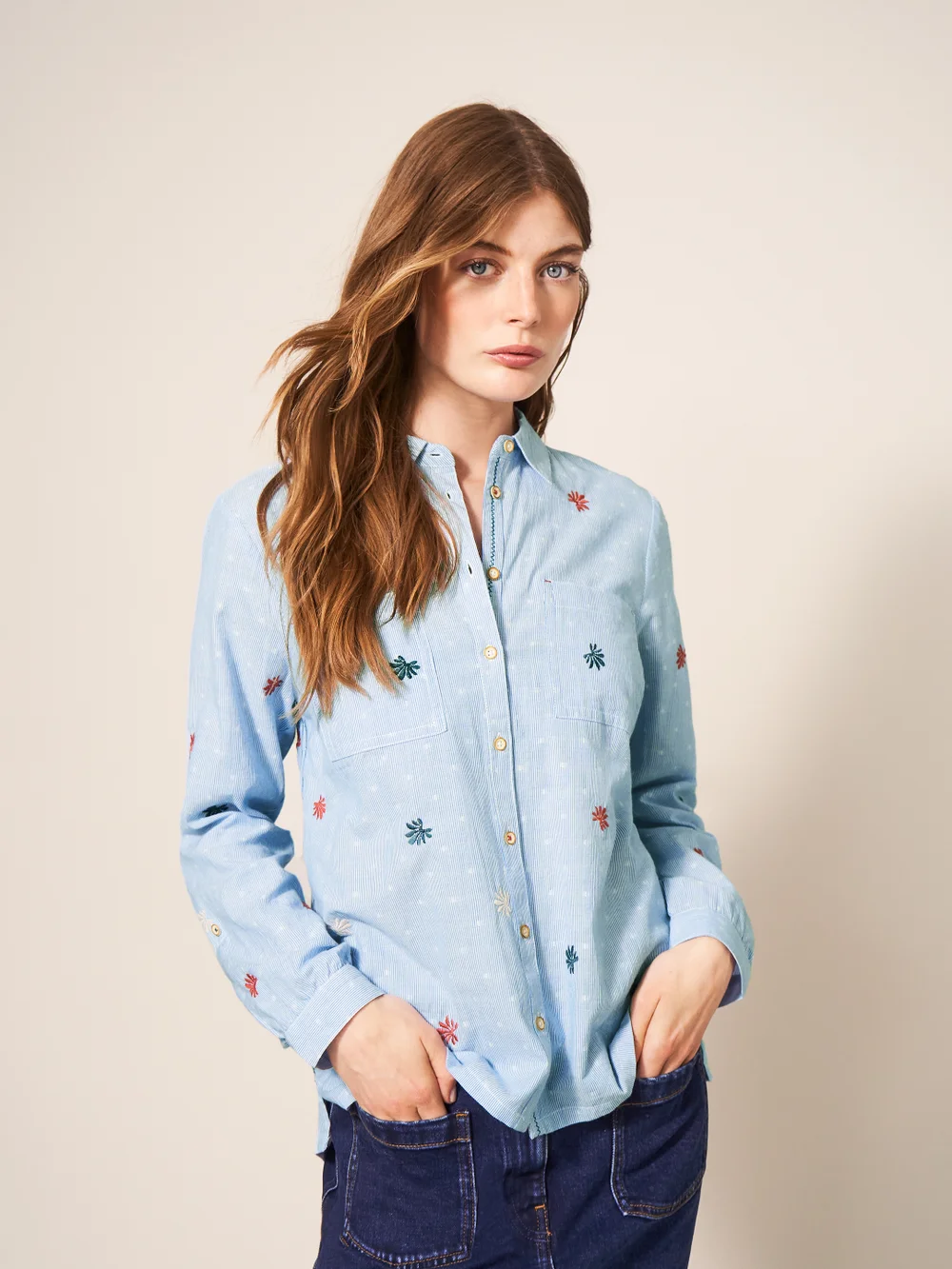 Sophie Bestickte Bluse - Blau Mehrfarbig - 34 Bild 1