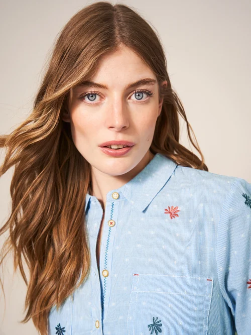 Sophie Bestickte Bluse - Blau Mehrfarbig - 34 Bild 2